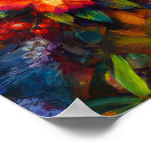 花の付いたカラフルコッカトゥー ポスター (角)