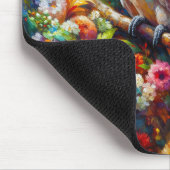 花の付いたカラフルコッカトゥー マウスパッド (コーナー)