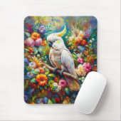 花の付いたカラフルコッカトゥー マウスパッド (マウス)