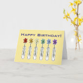 花の付いたサイエンスビーおもしろいカー誕生日カード カード (黄色い花)