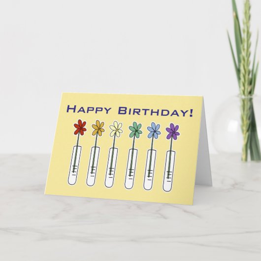 花の付いたサイエンスビーおもしろいカー誕生日カード カード (正面)
