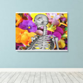 花の付いたスケルトン キャンバスプリント (インサイチュ (ウッドフロア))