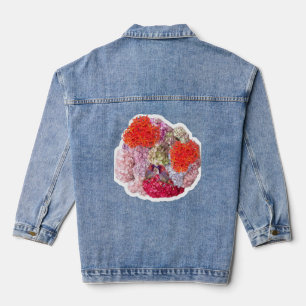花の付いたデニムジャケット デニムジャケット