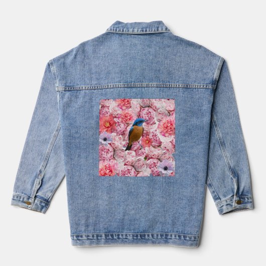 花の付いたデニムジャケット デニムジャケット (裏面)