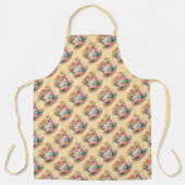 花の付いたパッチワークお洒落ティーカップ エプロン (正面)