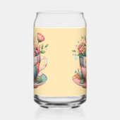 花の付いたパッチワークお洒落ティーカップ ガラス缶 (左)