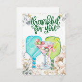 花の付いたピックボール サンキューカード (正面/裏面)