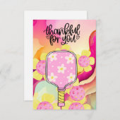 花の付いたピックボール サンキューカード (正面/裏面)