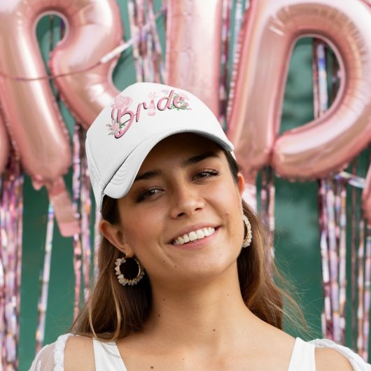 花の付いたピンクのカウボーイハットと花嫁 キャップ