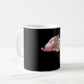 花の付いたブロブフィッシュ コーヒーマグカップ (正面左)