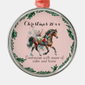 花の付いた冬馬 メタルオーナメント (正面)