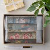 花の付いた古い本の一色彩の鮮やか列 薄葉紙 (ギフト)