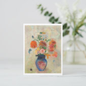 花の付いた大き絵画な花瓶 ポストカード (スタンド正面)
