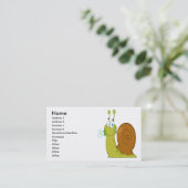 花の付いた幸せな漫画のカタツムリ 名刺 (スタンド正面)