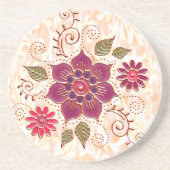 花の付いた扇形円 コースター (正面)