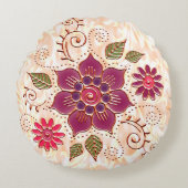 花の付いた扇形円 ラウンドクッション (正面)