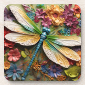 花の付いた明るい色のトンボ コースター (正面)