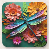 花の付いた明るい色のトンボ コースター (正面)