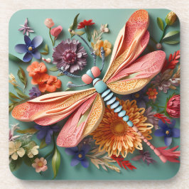 花の付いた明るい色のトンボ コースター