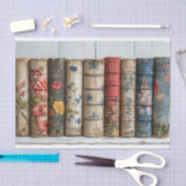 花の付いた本の一色彩の鮮やか列 薄葉紙 (クラフト)