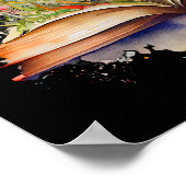 花の付いた本を開く ポスター (角)