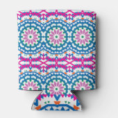 花の付いた民族的なボヘミアン模様。 缶クーラー (裏面)