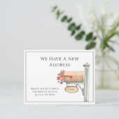 花の付いた水彩郵便ポスト ポストカード (スタンド正面)