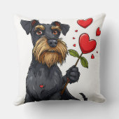 花の付いた漫画の犬 クッション (裏面)