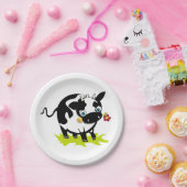 花の付いた牛 ペーパープレート (パーティー)
