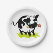 花の付いた牛 ペーパープレート (正面)
