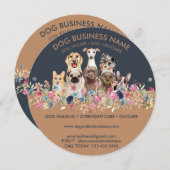 花の付いた犬が円を描く 招待状 (正面/裏面)