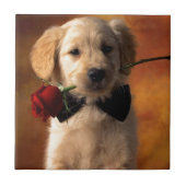 花の付いた犬 タイル (正面)