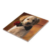 花の付いた犬 タイル (側面)