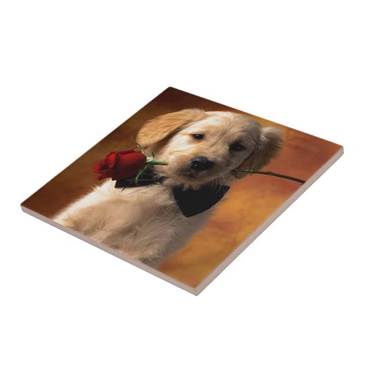 花の付いた犬 タイル (側面)