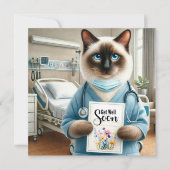 花の付いた猫ナースGet well Soon Card (正面)