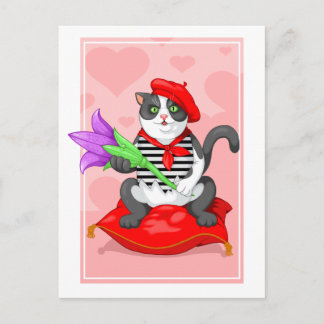 花の付いた猫 ポストカード