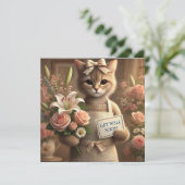 花の付いた猫Get well Soon Card (スタンド正面)