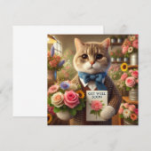 花の付いた猫Get well Soon Card (正面/裏面)