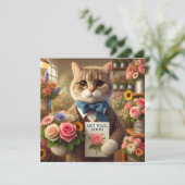 花の付いた猫Get well Soon Card (スタンド正面)
