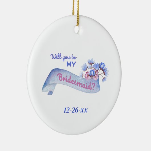 花の付いた私の花嫁のデート セラミックオーナメント (右)