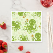 花の付いた緑のタコ スタンダードランチョンナプキン (インサイチュ)