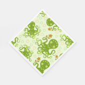 花の付いた緑のタコ スタンダードランチョンナプキン (角)