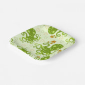 花の付いた緑のタコ ペーパープレート (傾斜あり)