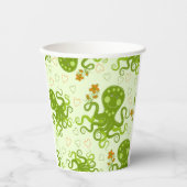 花の付いた緑のタコ 紙コップ (正面)