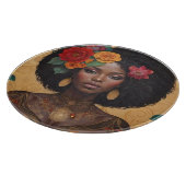 花の付いた美しいアフリカ系アメリカ人女性 カッティングボード (角)