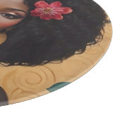 花の付いた美しいアフリカ系アメリカ人女性 カッティングボード (角)