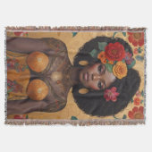 花の付いた美しいアフリカ系アメリカ人女性 スローブランケット (正面)