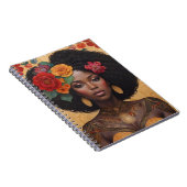 花の付いた美しいアフリカ系アメリカ人女性 ノートブック (右側)