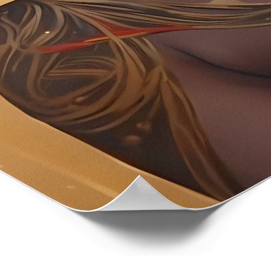 花の付いた美しいアフリカ系アメリカ人女性 ポスター (角)