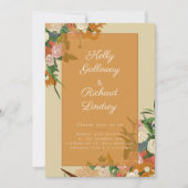 花の付いた美しい結婚式招待状カード 招待状 (正面)